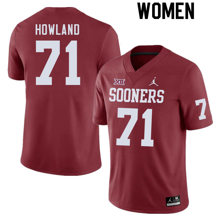 Women #71 Logan Howland Oklahoma Sooners College Football Jerseys Stitched Sale-Crimson